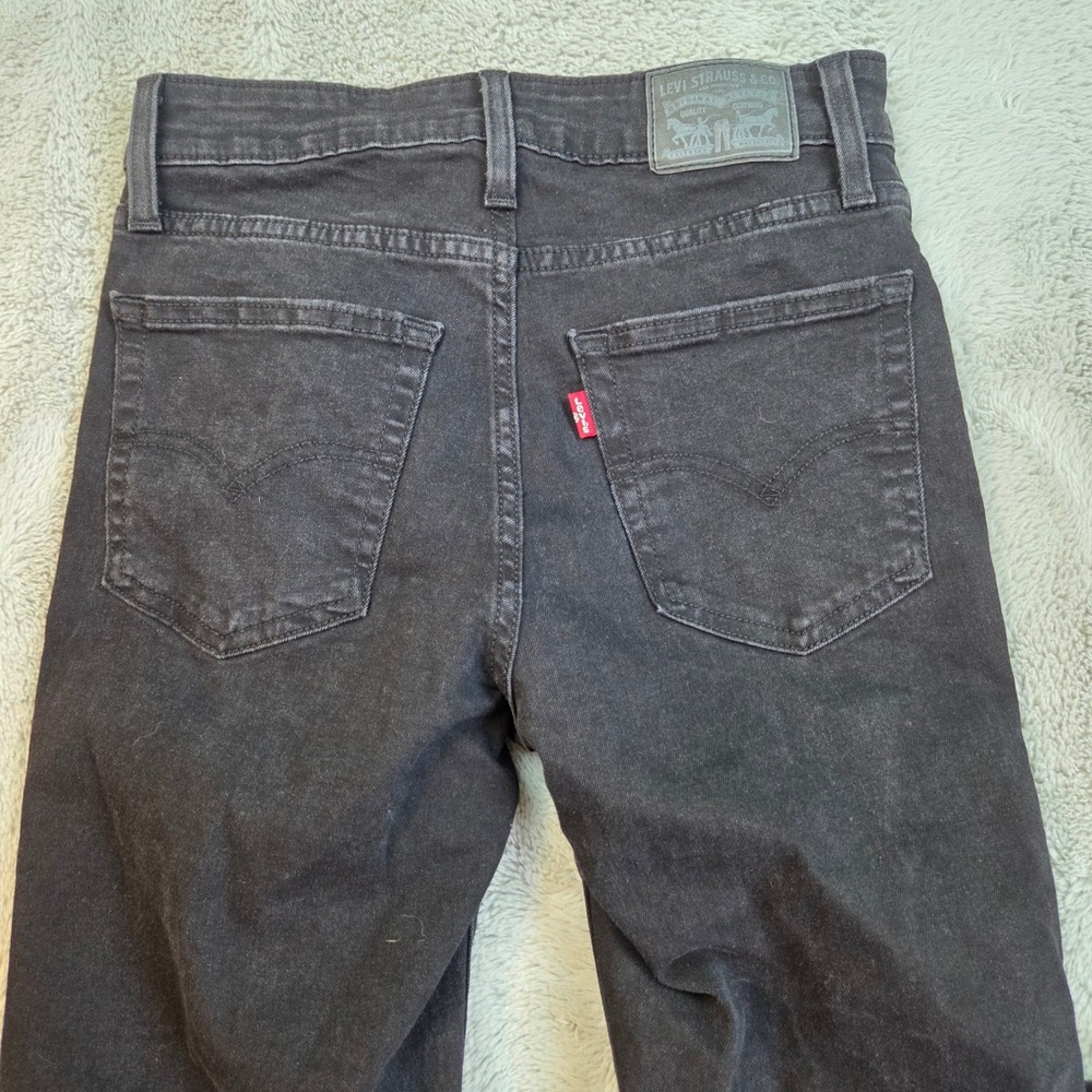 Levi's 726 High Rise Flare Jeans Womens 26 Slim Fit Stretch Denim Pants Black - Picture 10 of 11